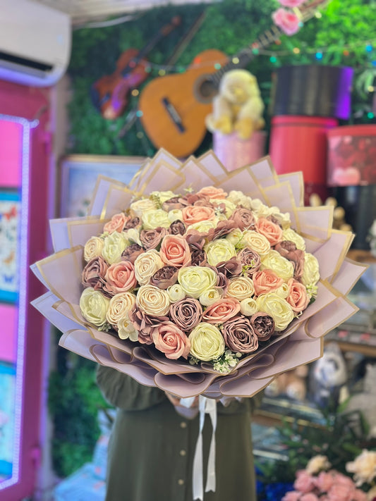 Soft Pastel Kalıcı Gül Buketi – Lüks & Romantik Aranjman